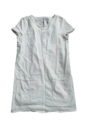 ZARA Trafaluc Cream Denim Shift Dress Size Medium thumbnail 5