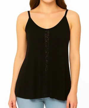 San Francisco City Lights Gypsy Lace Cami Tank Top Black Size XS NEW thumbnail 1