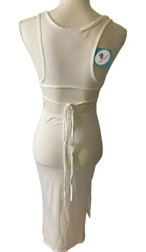 White cut out back summer dress in White sizes: SML thumbnail 1