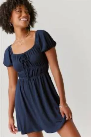Mel + Rose NWT Francesca's Collections Navy Mini Short Sleeve Skater Dress M thumbnail 1