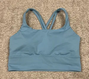 Lululemon Energy Bra Womens 6 Long Line Blue Strappy Athletic Padded W2EB9S thumbnail 1