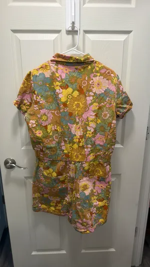 Show Me Your Mumu Cannon Romper Floral Groovy Blooms Denim XL thumbnail 4