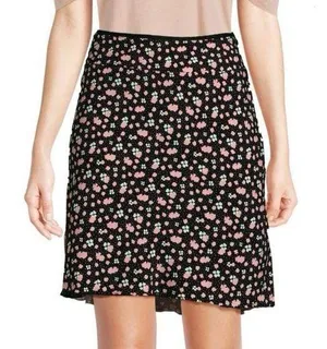 Free People New ​IRL Floral Print Slip Skirt Black Pink Combo Size 8 thumbnail 3