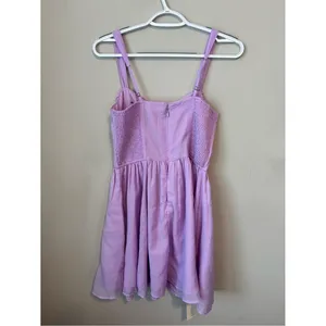 Abercrombie & Fitch Lavender Purple Mini Smocked Dress Ruched Chiffon NWT Size M thumbnail 4