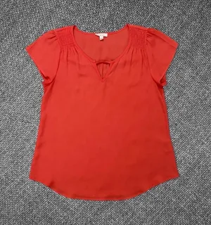 Mine Women’s Coral Orange Short Sleeve Blouse Size Large thumbnail 1