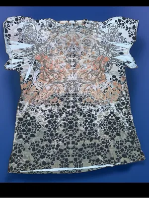 Vintage Y2K Energe World Wear Rhinestone Mixed Print Top - Size XL thumbnail 2