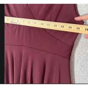 Altar’d State Dress Sz Medium Burgundy Scalloped Neckline Preppy Party Career thumbnail 5