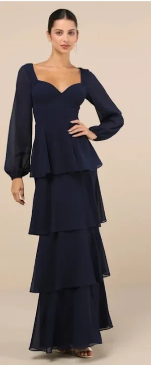 LULU's Elegant Sexy Sophisticated Long Sleeve Romantic Flowy Bridesmaid Maxi thumbnail 1