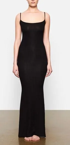 NWT Skims Soft Lounge Long Slip Dress Onyx Black Color Size L thumbnail 1
