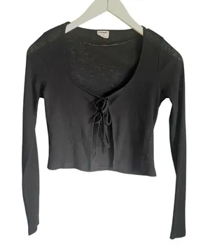Cotton On Black Cardigan Sweater Coquette Whimsigoth 90s y2k size Small Basic thumbnail 1