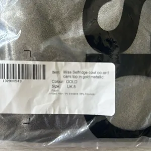 Miss Selfridge Cowl Cami Top Gold Metallic UK8 - US4 NWT IN PACKAGE thumbnail 5