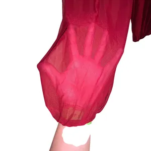 Womans XL Darn Red Elastic High Waist Harem Pants Sheer Hippie Jogger thumbnail 2