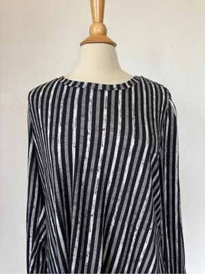 Black & White Striped Soft Long Sleeve Top thumbnail 3