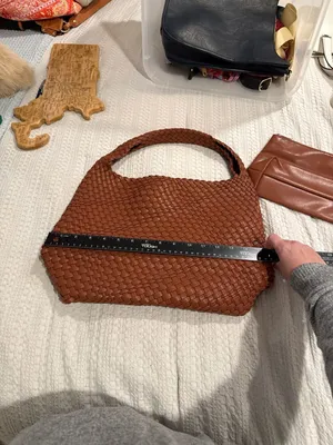 Vegan Leather Hand-Woven Tote Handbag thumbnail 7