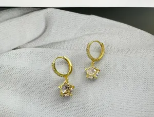 CZ Star Dangle Drop Earrings for Women,Pentagram Earrings thumbnail 2