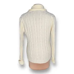 Cream Cable Knit Shawl Collar Cardigan Chunky Preppy Heritage Cozy Cabincore thumbnail 6