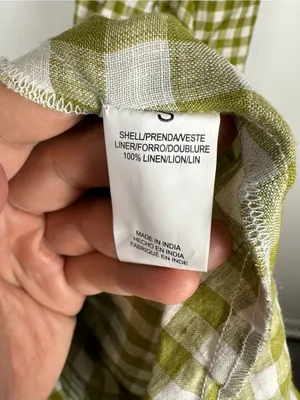 VITAMIN A Mari Gingham Linen Cover-Up Maxi Dress Ecolinen Avocado Gingham Sz S thumbnail 7