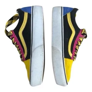 Vans Old Skool Black Blue Skate Shoes Women Size 9 Men Size 7.5 Platform Lace Up thumbnail 4