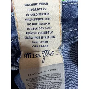 Miss Me Mid-Rise Easy Boot Jeans Size 33 Blue Embellished Denim Y2K Style Cotton thumbnail 6