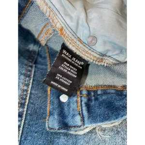 Wax Jeans Distressed Denim Mini Skirt Raw Hem Size L thumbnail 5