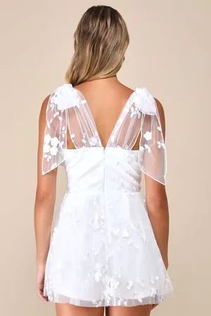 Lulus Tie Strap White Romper  thumbnail 2