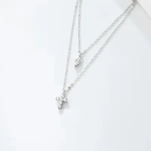 Layered Cross Necklace Silver thumbnail 3