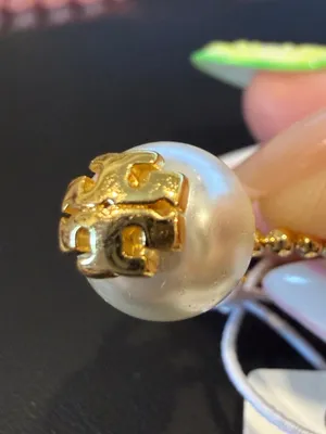 Tory Burch | Gold Plated & Pearl Beaded Band Ring | Size 7 thumbnail 2