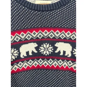 Aspen Womens Sweater XL Navy Blue‎ Bear Snowflake Fair Isle Ugly Christmas thumbnail 2