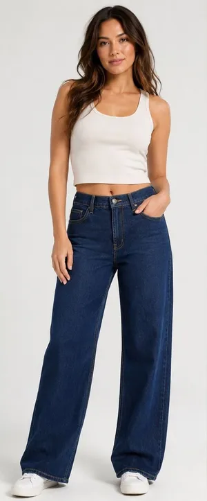 Old Navy Wow Wide Leg Jeans Womens 6 High Rise Dark Wash Denim Blue thumbnail 1