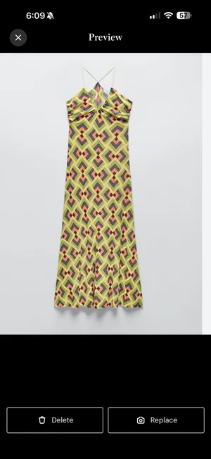 Zara Yellow Green Pink Geometric Slip Maxi Dress thumbnail 2