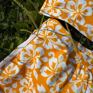NWT Swim Mod Women's Swimwear Set, Ditsy Floral Yellow Spaghetti Strap Crop Top thumbnail 6