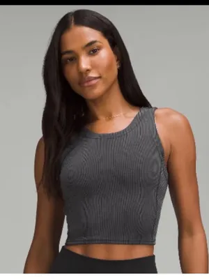 Lululemon Ribbed Softstreme Crop Tank Top in Gray - Size: 2 thumbnail 1