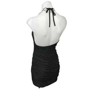 I.AM.GIA Halley Black Halter Tie Scoop Neck Chain Mini Bodycon Dress Size M thumbnail 4