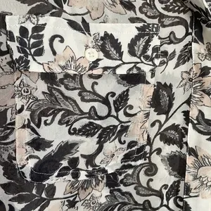 LOFT Pink and Black Floral Print tie up Sleeve Top/Blouse Medium thumbnail 3