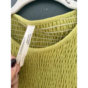 By Anthropologie Smocked Puff Sleeve Top Chartreuse Green Long Sleeve Small thumbnail 5