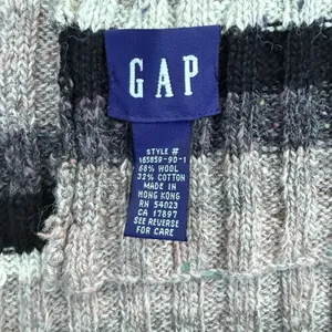 Vintage GAP Multicolor Striped 90s Grunge Scarf Wool Cotton Black‎ Tan Brown thumbnail 2