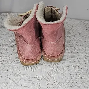Nomadas pink leather suede faux fur lace up ankle boots booties sz 6.5 thumbnail 4