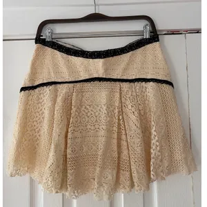 Free People Apple of Eye Lace Mini Skirt Tea Cream Black Trim Size‎ 10 thumbnail 2