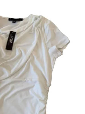 WHITE HOUSE BLACK MARKET White Ruched Short Sleeve Top Sz Small NEW NWT thumbnail 5