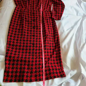 Vintage 80s Sharon Young Houndstooth Dress | Red & Black Office Siren Midi‎ thumbnail 6