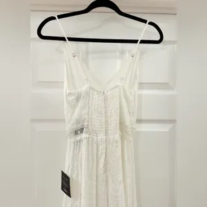 Lulu’s Light Breeze White Striped Crochet Lace Boho Tiered Maxi Dress Sz XS thumbnail 9