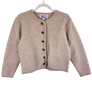 Tally-Ho Creation Vintage 100% Wool Cardigan Tan Oatmeal Australia Petite Small thumbnail 1