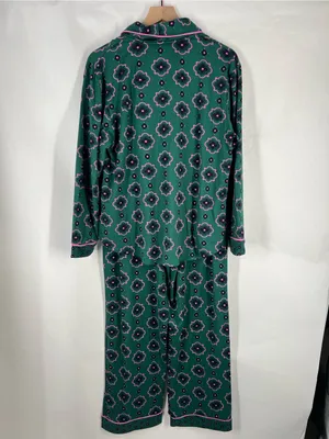Room Service Green Floral Notch Collar 2-Piece Pajama Set Size XL thumbnail 8