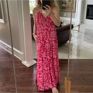 Hutch Pink Floral Tiered Ruffle Maxi Dress MEDIUM Sundress Cottage Vacation $270 thumbnail 9