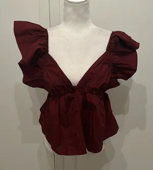Day+Moon Burgundy Sleeveless Top Sz L thumbnail 1