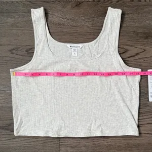 Athleta Signature Rib Square Neck Crop Tank - Size XL -‎ Fog Grey Heather - NWT thumbnail 7