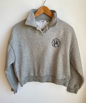 My Call New York Health and Racquet Club Crop Collared Sweatshirt Gray thumbnail 1