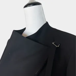Helmut Lang Womens Asymmetrical Shawl Neck Zip Moto Jacket Size L Black Grunge thumbnail 3