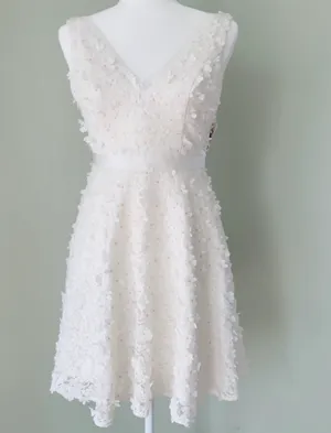 David's Bridal 3D Floral V Neck Dress thumbnail 2