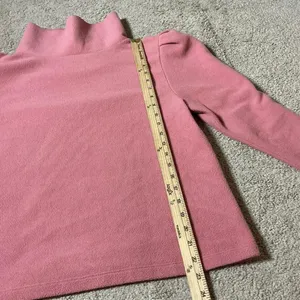 Dudley Stephens Pink Vello Fleece Puff Sleeve‎ Turtleneck Top XL Cottagecore thumbnail 7